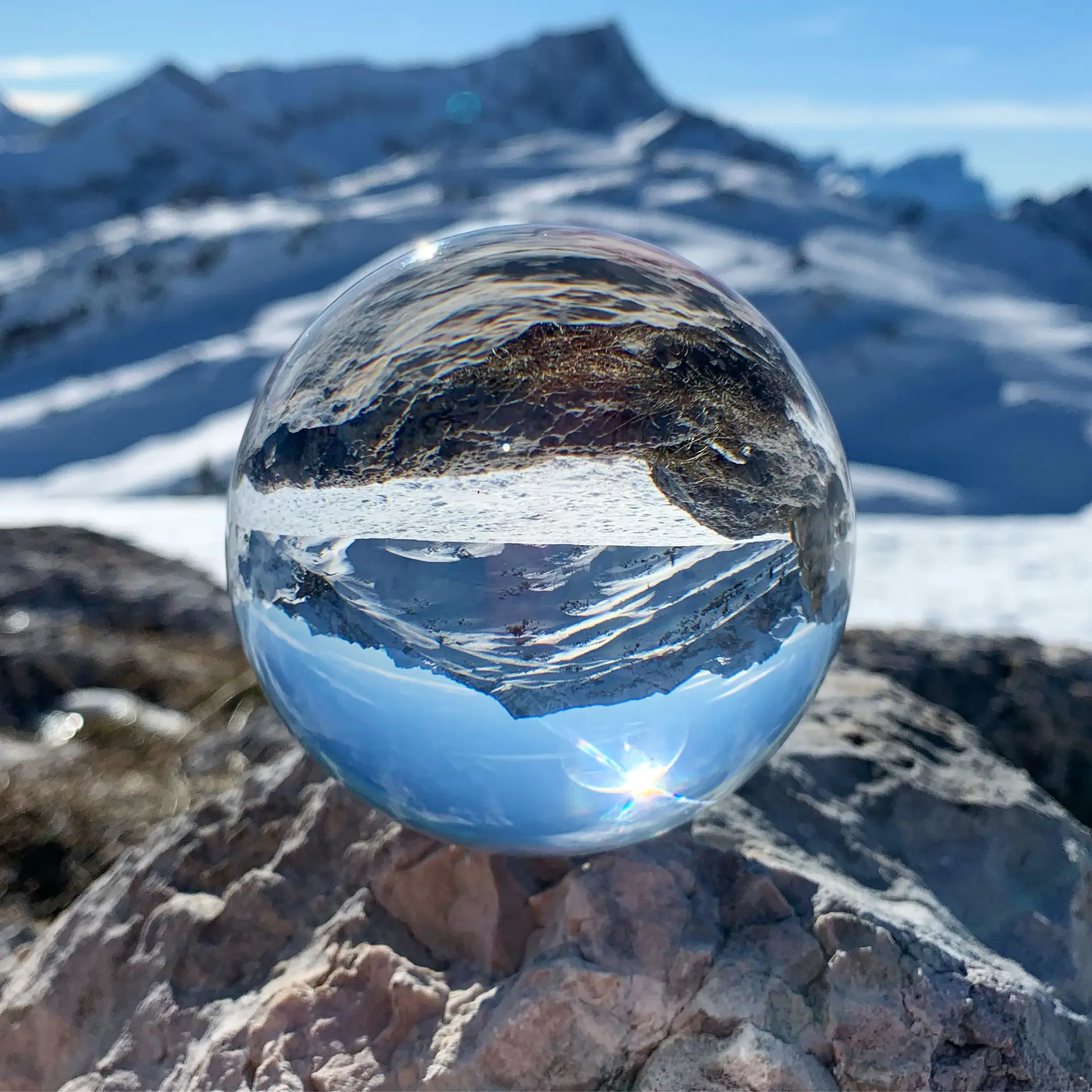 Alpine crystal art illuminated by light